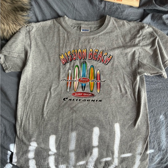 Mission Beach California Surf Shop Graphic Tee Gildan M Youth Cotton NWOT Gray - Picture 4 of 9